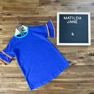 NWT Matilda Jane Moments With You School Bell Knit Short Sleeve Blue Dress 4